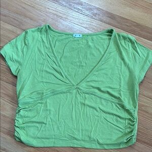 Garage Lime Green Ruched Fitted T-Shirt